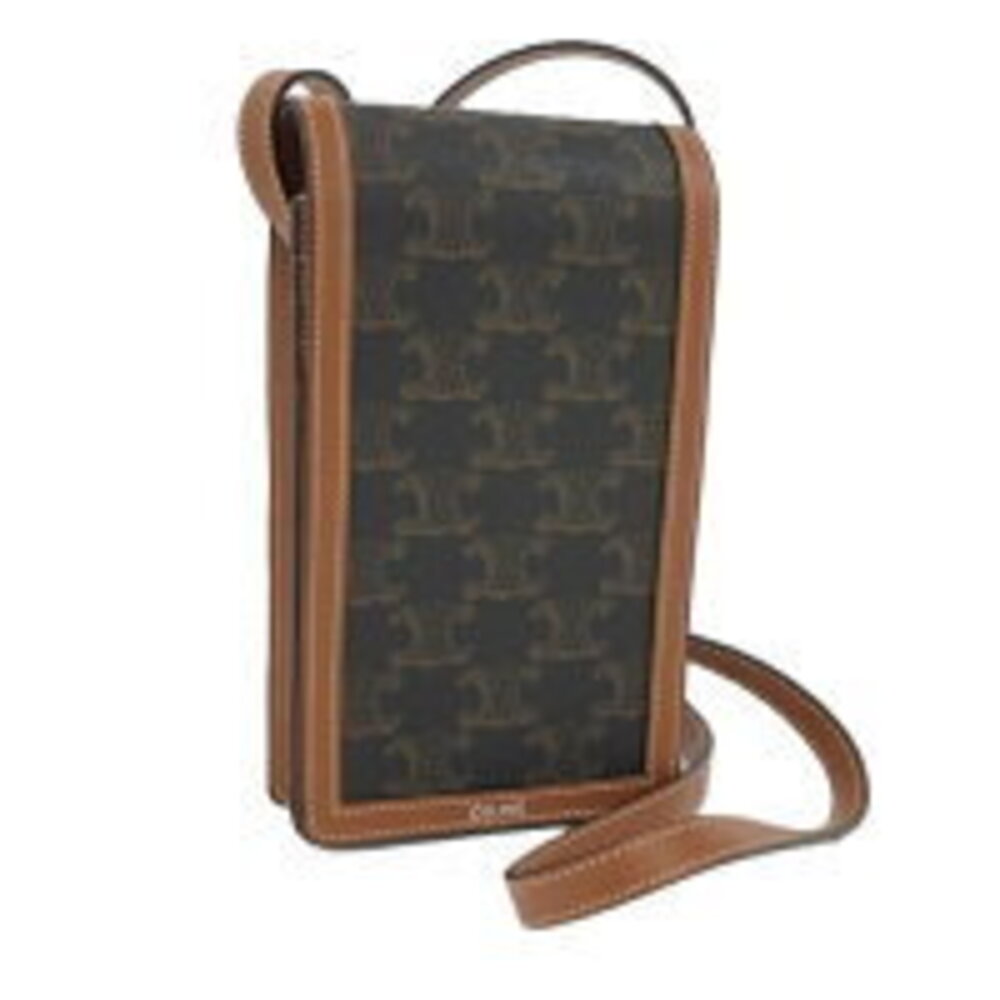 CELINE Vertical Sleeve Shoulder Bag Triomphe Leather Brown - Picture 1 of 9
